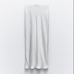 Zara White Satin Maxi Skirt
